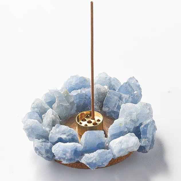 Sacred Bloom: Handcrafted Crystal Lotus Incense Vessel
