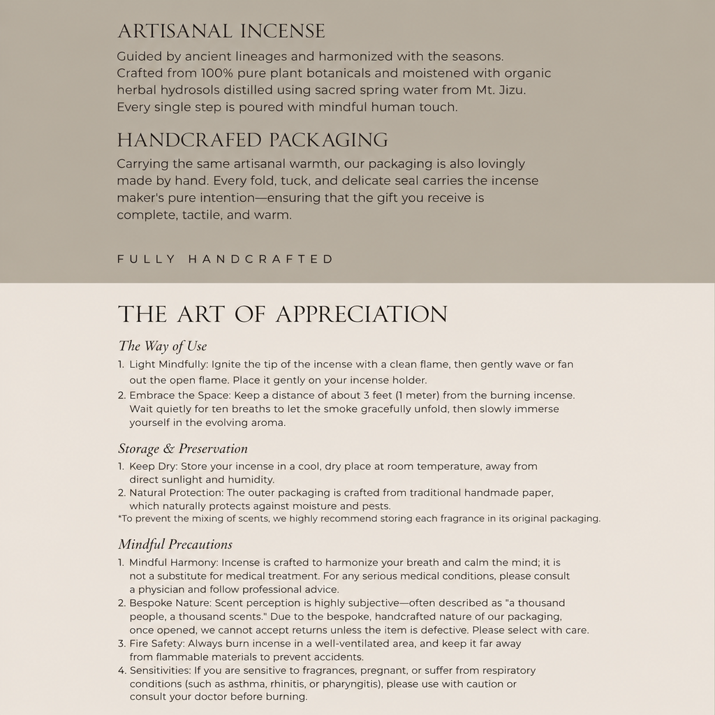 Artisanal Incense - Raw Botanical & Sandalwood Blend in Hand-Stitched Thread-Bound Envelopes