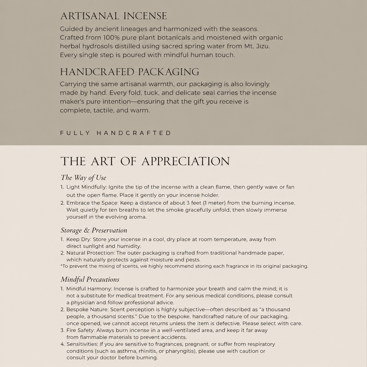 Artisanal Incense - Raw Botanical & Sandalwood Blend in Hand-Stitched Thread-Bound Envelopes