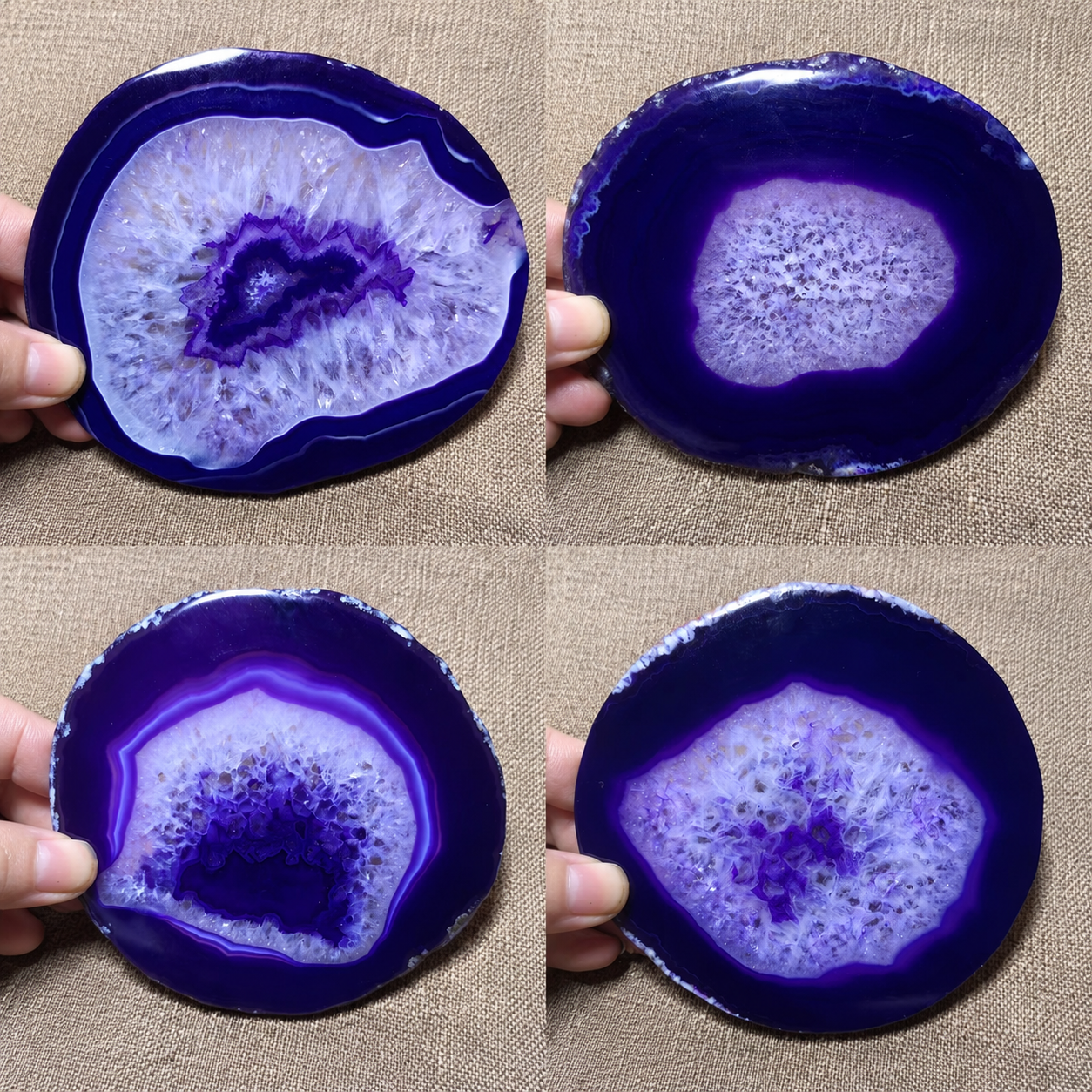 Sacred Harmony: One-of-a-Kind Purple Agate Slice and Amethyst Incense Tray