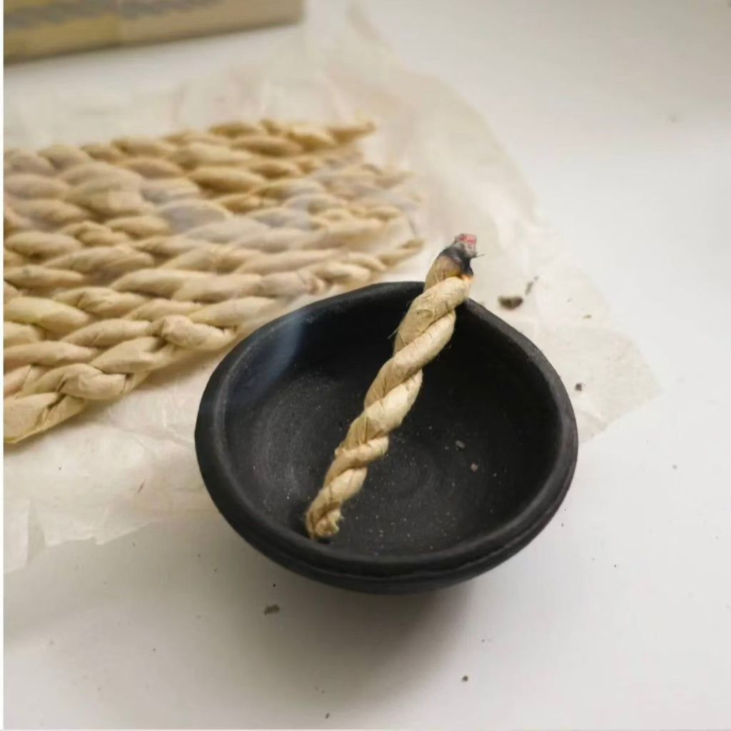 Himalayan Temple Sanctuary: Handmade Nepalese Lokta Paper Rope Incense (Sandalwood, Basil, and Wild Herbs)