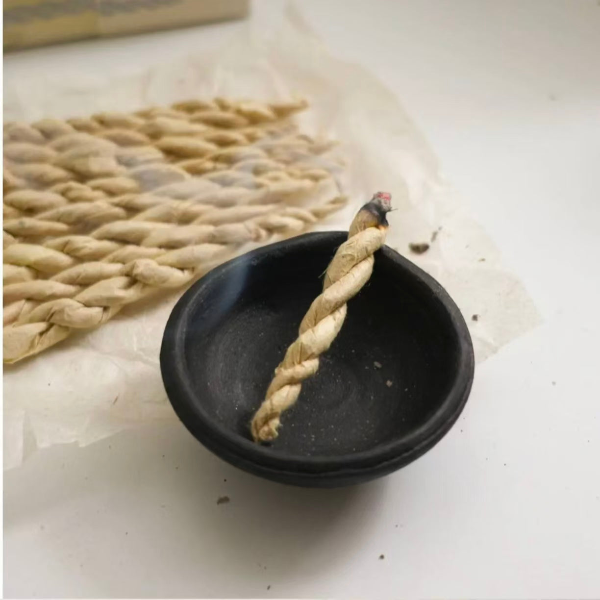 Himalayan Temple Sanctuary: Handmade Nepalese Lokta Paper Rope Incense (Sandalwood, Basil, and Wild Herbs)