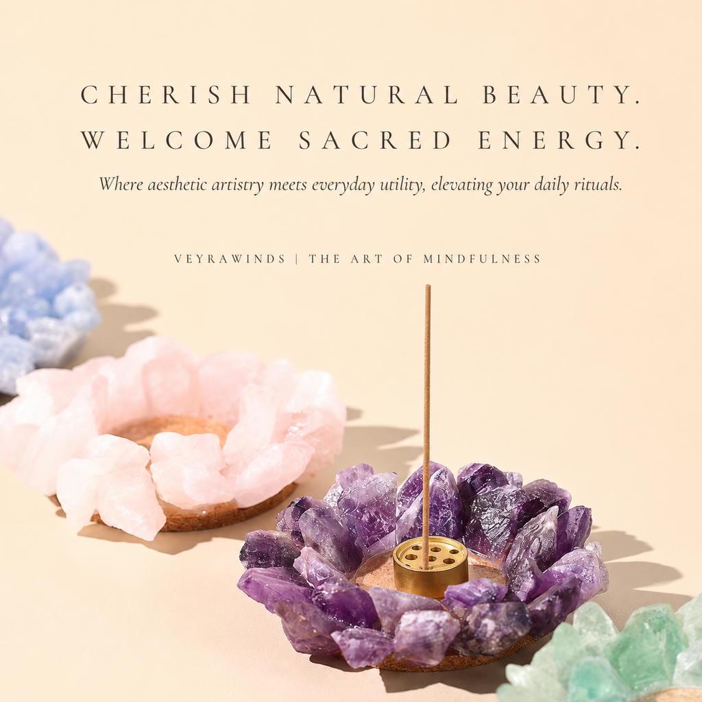Sacred Bloom: Handcrafted Crystal Lotus Incense Vessel