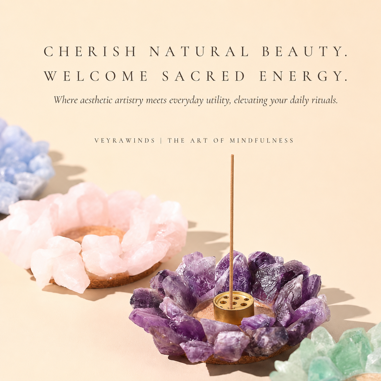 Sacred Bloom: Handcrafted Crystal Lotus Incense Vessel