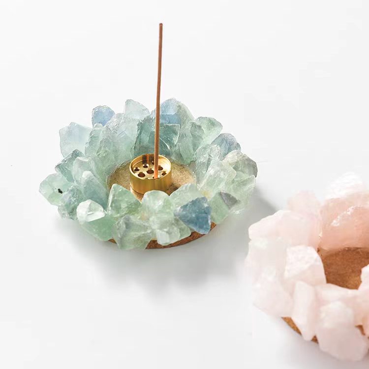 Sacred Bloom: Handcrafted Crystal Lotus Incense Vessel