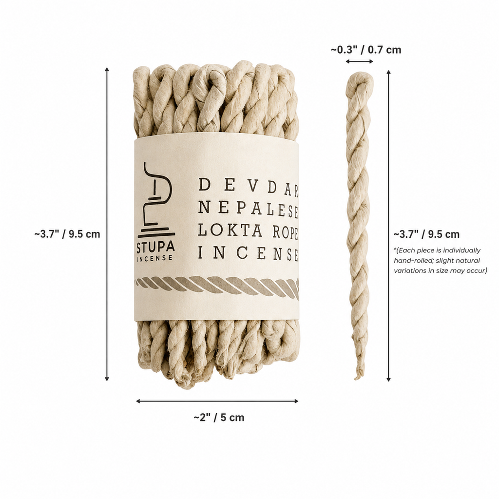 Himalayan Temple Sanctuary: Handmade Nepalese Lokta Paper Rope Incense (Sandalwood, Basil, and Wild Herbs)