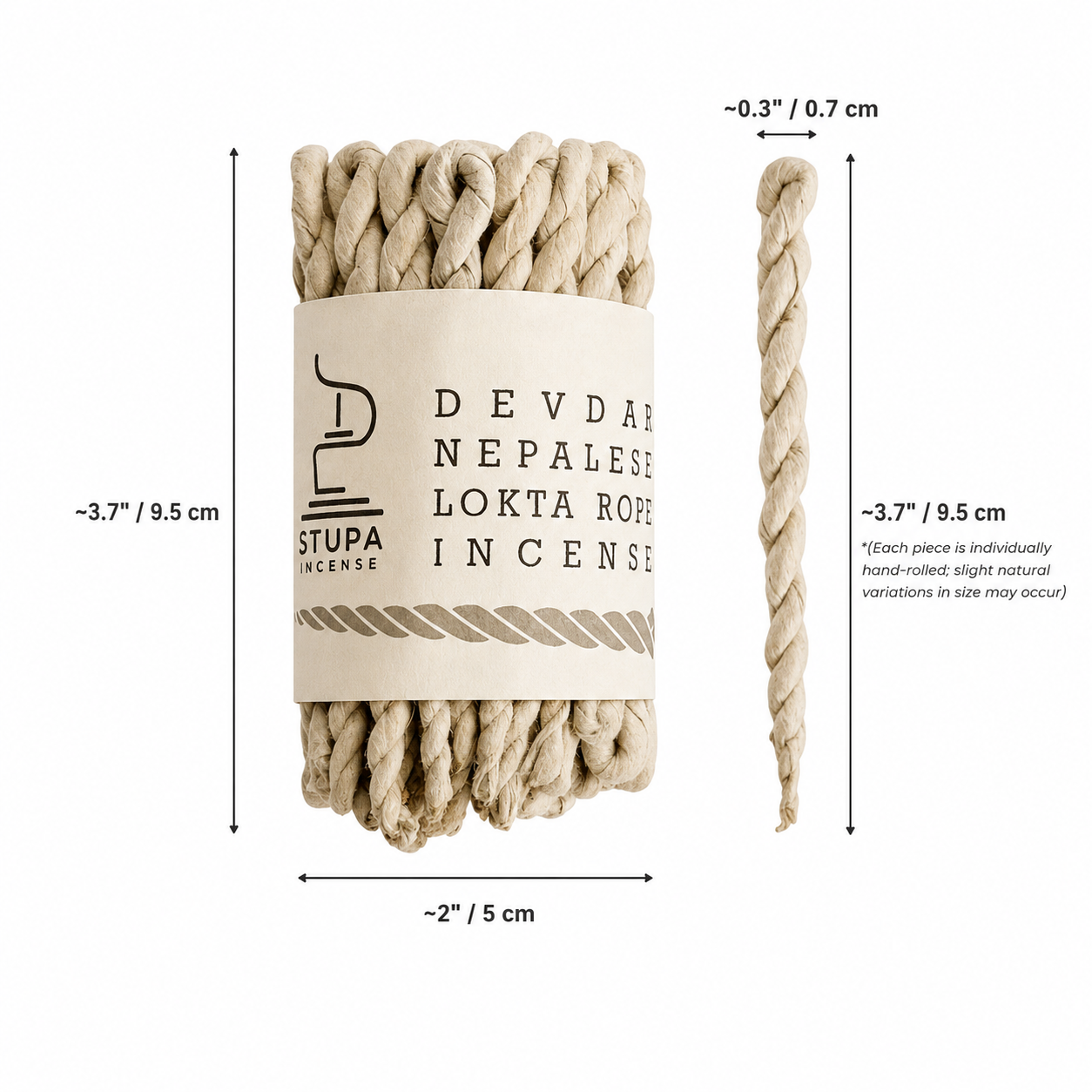 Himalayan Temple Sanctuary: Handmade Nepalese Lokta Paper Rope Incense (Sandalwood, Basil, and Wild Herbs)